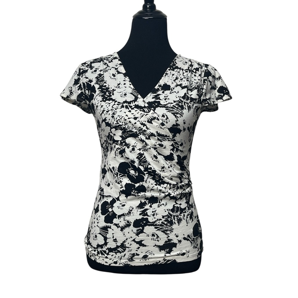Lauren Ralph Lauren Black and White Floral Blouse